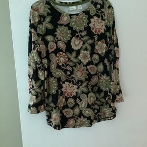 Westbound size large green, red, black, beige scooper neck top/tunic